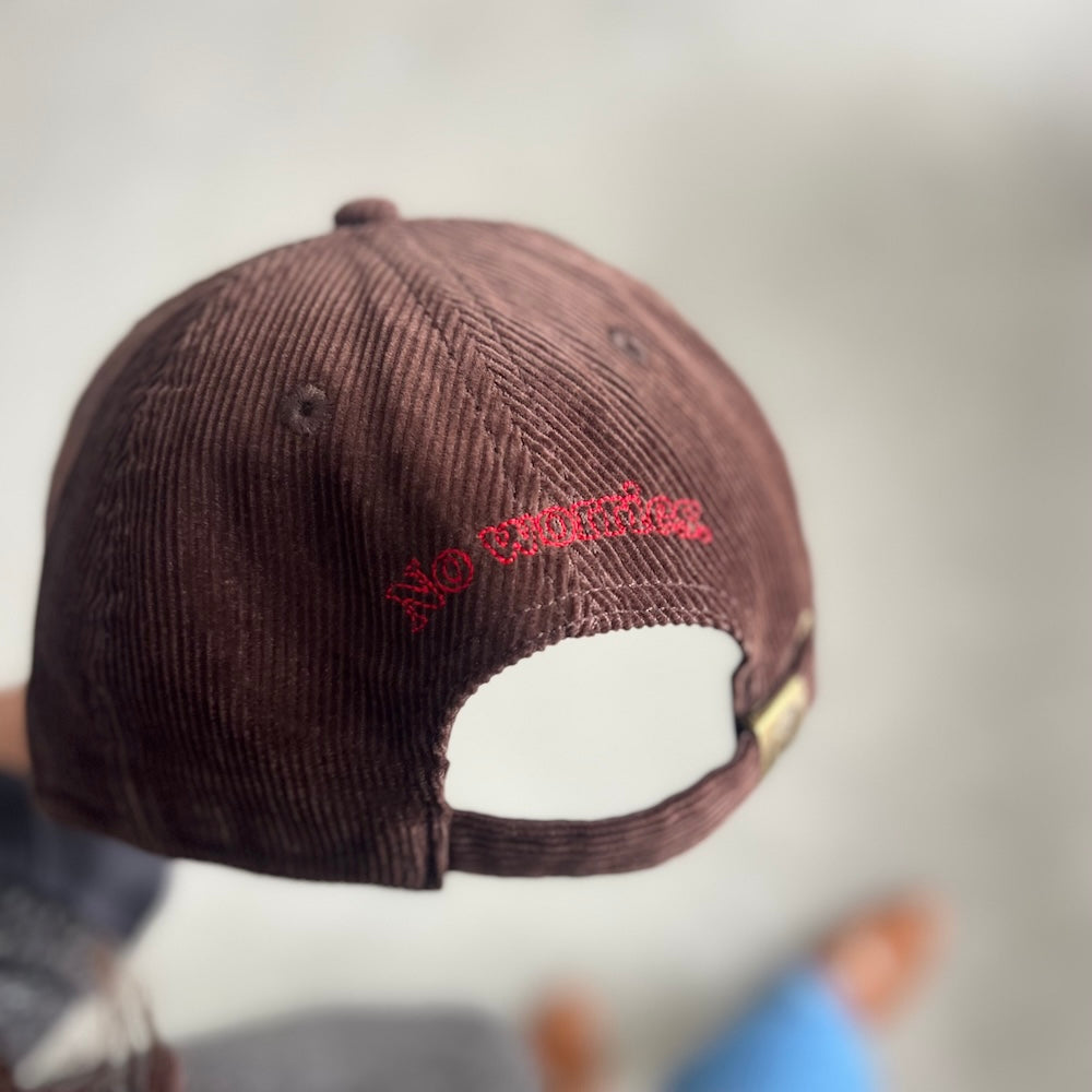 刺繍コーデュロイキャップ-ブラウン